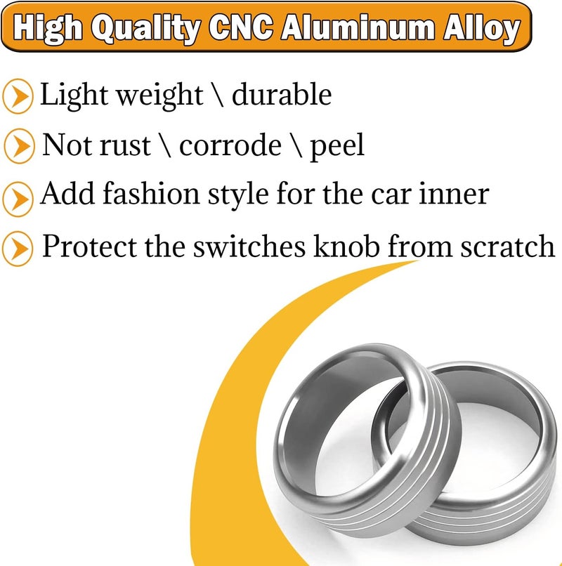 Bentolin for Subaru AC Knob Cover Accessory Center Console Switch Volume Temp Control Button Ring Trim Compatible with Forester 2014-2018, Crosstrek XV 2013-2017,Impreza 2014-2016,WRX/STi 2015-2020 Silver - Image 3